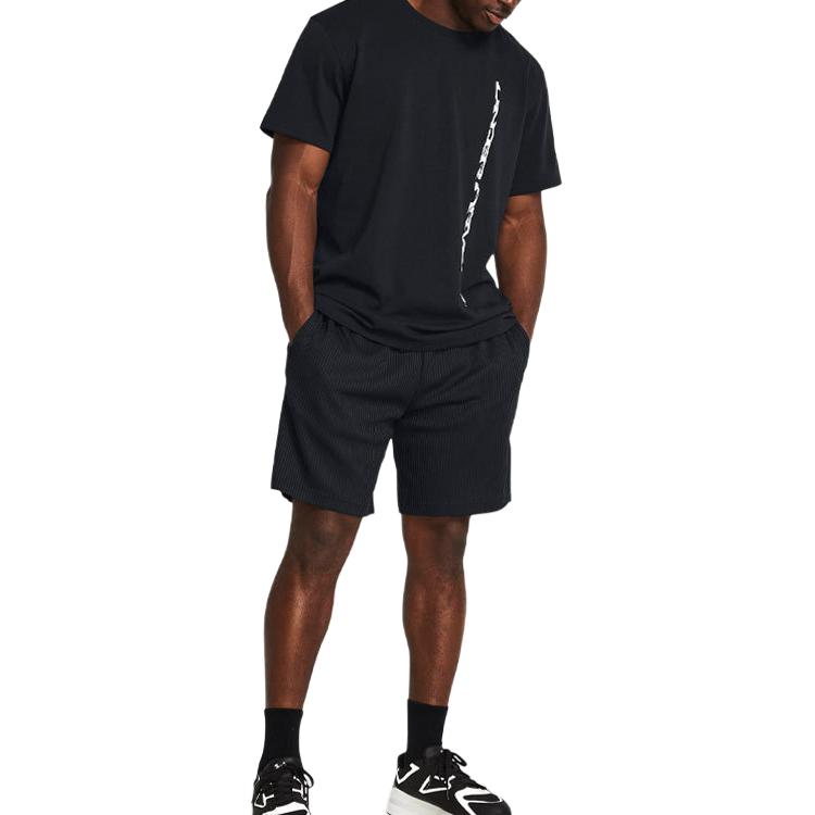 Under Armour UA Rival Solid Logo Straight Leg Casual Shorts Men Shorts Black 1383107-001