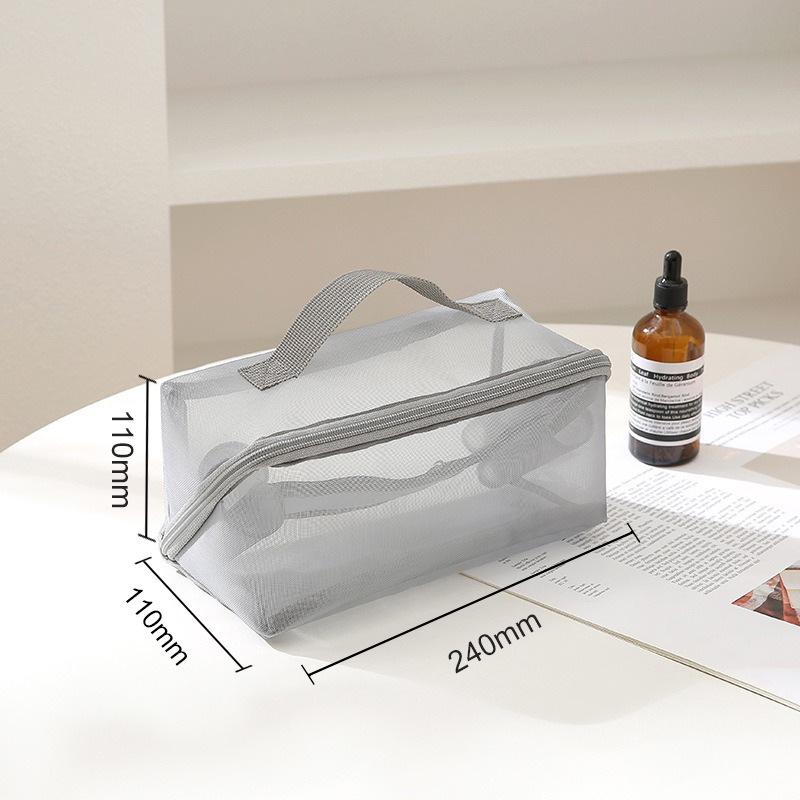 Přenosná cestovní a make-up taška z černé nylonové síťoviny