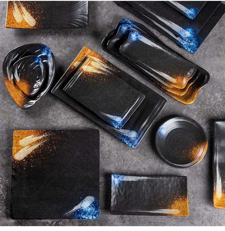 Japanese Melamine Rectangular Barbecue Side Dish Plate - Imitation Porcelain, Creative and Drop-Resistant for Hot Pot and Restaurants