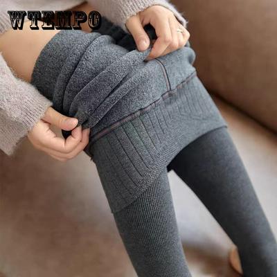 Winter Fleece Leggings for Women High Waisted Vertical Striped Pantyhose Warm and Imitation Cashmere