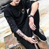 Letní Pánské tričko Šněrování Polorukáv Volný Hip Hop Streetwear O Krk Měkký Prodyšný Jednobarevný Pulovr Středně délka Ležérní Denní Top