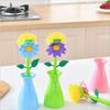 Long Flower Handle Pan Brush Storage Bottle Cleaner Creativity Decoration Tool