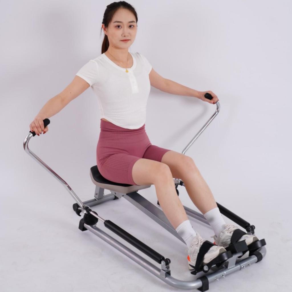 Foldable Hydraulic Rowing Machine Foot Straps Rower Full-Body Fitness