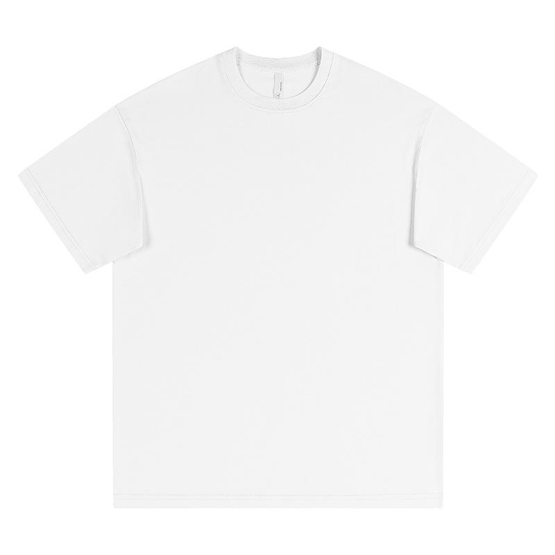 Men's Short Sleeved T-shirt Cool Silk Cotton Sweatshirt Summer Trendy Brand Dopamine Solid Color Loose T-shirt for Men