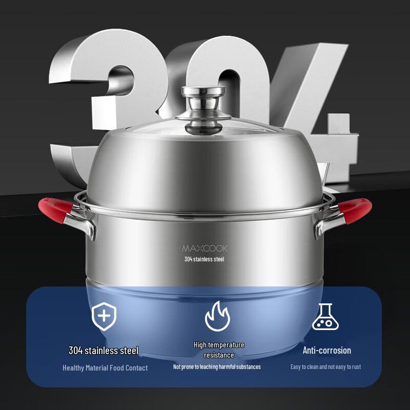 28cm 304 Edelstahl doppelwandiger Dampfgarer Topf