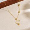 Gold Plated 3D Heart Y-Shaped Lariat Necklace, Stainless Steel Dainty Station Chain Choker, Waterproof Minimalist Jewelry for Women Gift
