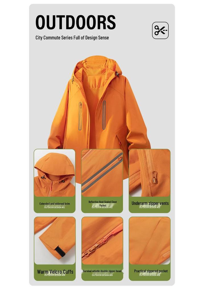 Durable Unisex Outdoor Workwear Jacket: Windproof & Waterproof Hooded Top for Spring & Autumn