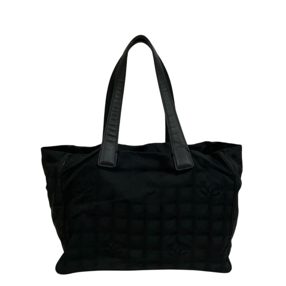 CHANEL Nylon New Travel Line Tote MM Tote Bag black Nylon Women Used