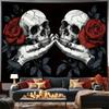 Gothic-style Skull Rose Digital Printing Polyester Wall Hanging Tapestry Decorative Living Room Bedrooms Office Background Gift