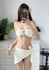 Tube top neck three-piece bikini European and American ins Internet celebrity swimsuit three-piece swimsuit gauze skirt vacation bikini