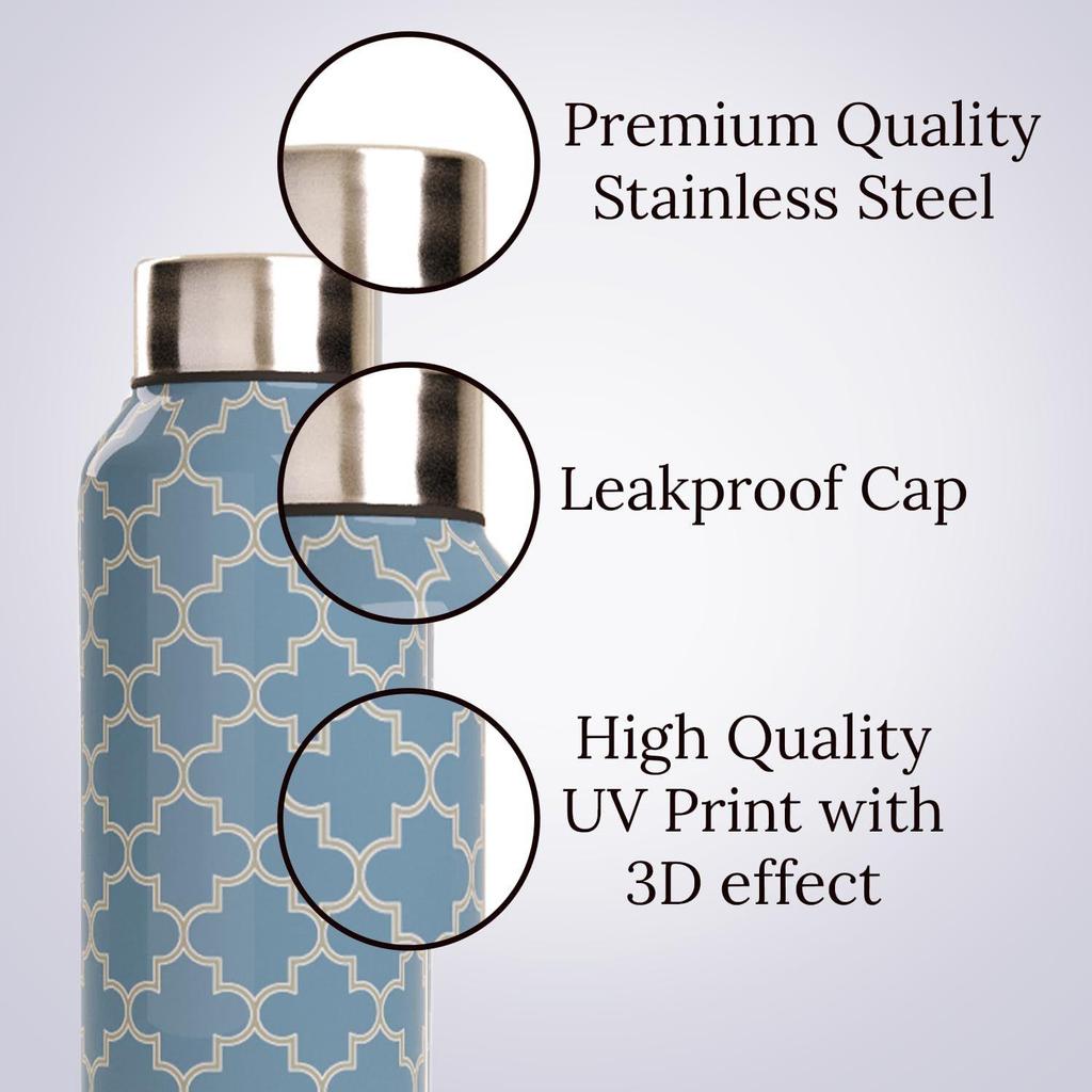 Stainless Steel Water Bottle 1 Litre Pack of 2 Leakproof Office Fridge Gym Dance Travel School Home Refrigerator