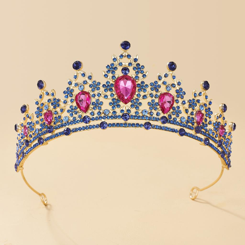 Couronne de mariée européenne et américaine, bandeau en strass coloré, couronne en alliage baroque, accessoires pour robe de mariée, accessoires pour cheveux
