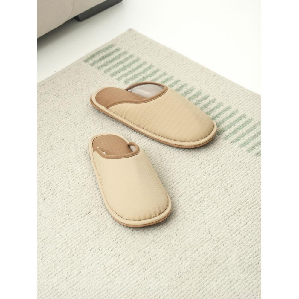 Daiso Waffle Fabric Bicolor Slippers 230 250 Mm Ivory