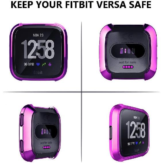 [8-Pack] Screen Protector Case Compatible with Fitbit Versa Cover,All-Around Soft TPU Plated Cover Ultra Slim Scratch-Proof Bumper Shell Accessories
