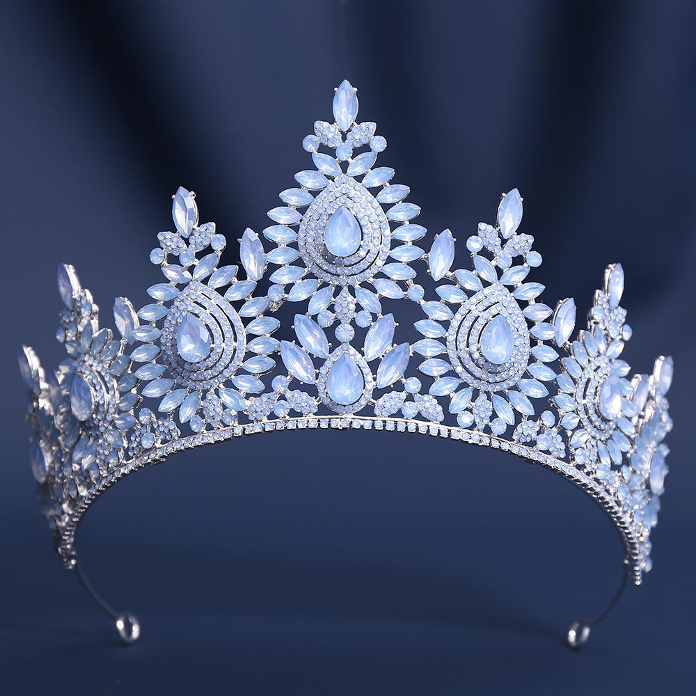 DIEZI Vintage Fashion Luxury Opal Rhinestone Crystal Tiara For Women Wedding Party Elegant Bridal Bride Crown Hair Accessories