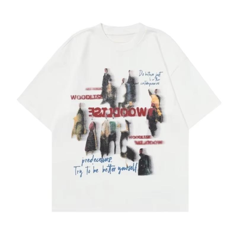 

Мужская хлопковая футболка с коротким рукавом и круглым вырезом, летняя, свободного кроя оверсайз, модная брендовая, с рукавом до локтя, с готическим принтом, парные топы S