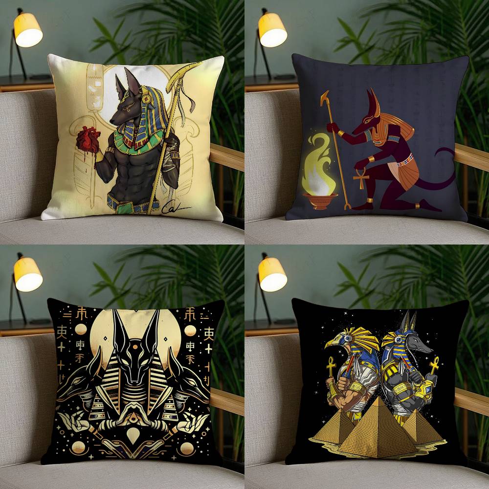 Ancient Egypt Anubis Customizable Square Pillowcases Stylish And Soft Perfect For Beds Cars And Sofas