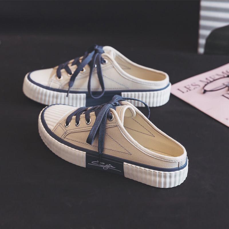 2024 Summer Women's Canvas Slip-On Low-Top Biscuit Half-Slippers