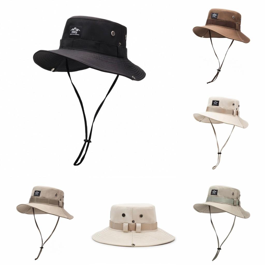 Hat Fishermans Outdoor With Wide Brim Drawstring Design And Decoration Letter