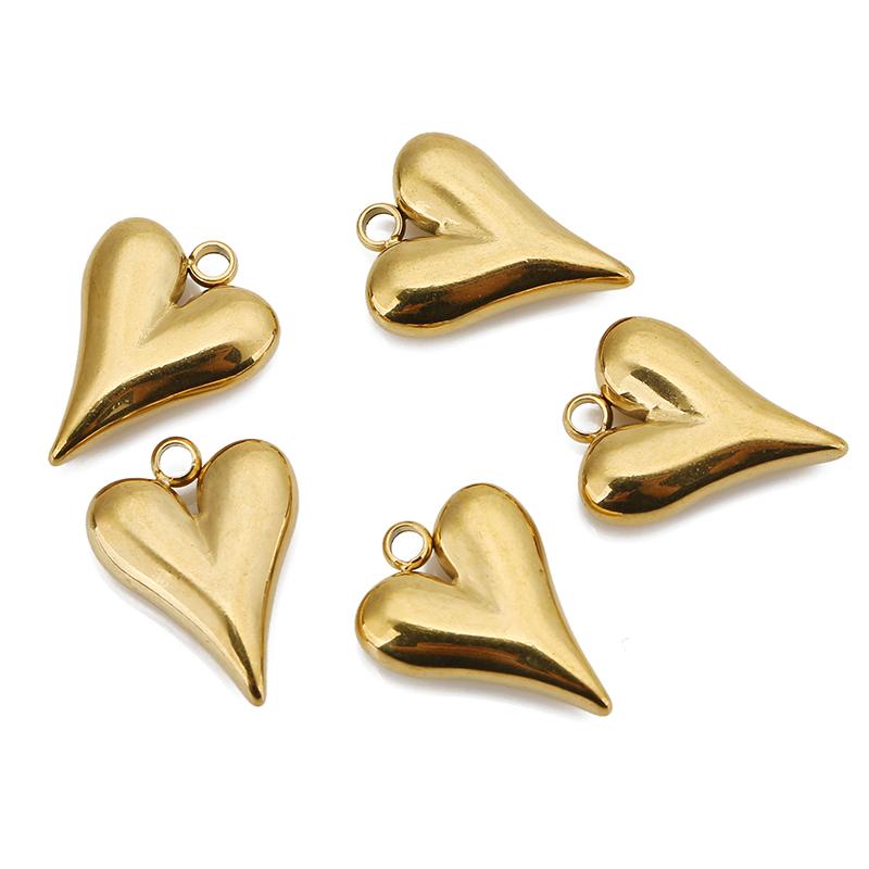 5pcs Stainless Steel Big Hole Love Heart Charms Pendants for Women Earrings Necklace Bracelets Jewelry Making Supplies Findings