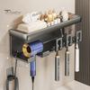Hair Dryer Holder with Toothbrush Toothpaste Organizer Strong Load-bearing Easy To Install Wall Mount Blower Holder Shelf