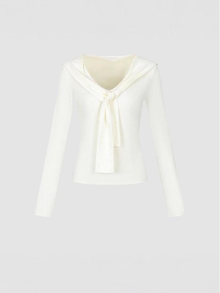 2025 Winter Women's Versatile Urban Lace-up V-neck Slim-fit T-shirt