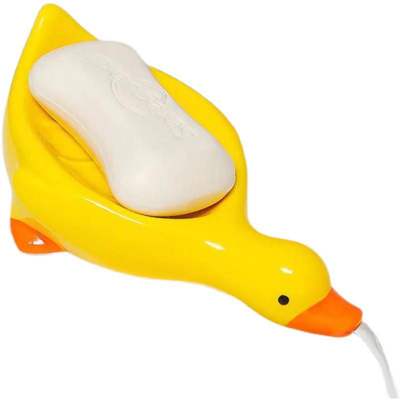 Cartoon Duck Shape Soap Box Drain Soap Holder Shower Sponge Drying Rack Kitchen Bathroom Accessories