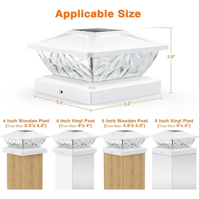 D2 1pc For 3.5x3.5 4x4 4.5x4.5 5x5 Posts In Garden Decor Outdoor Waterproof 2 Mode Post Lights Solar Powered Deck Fence Lights