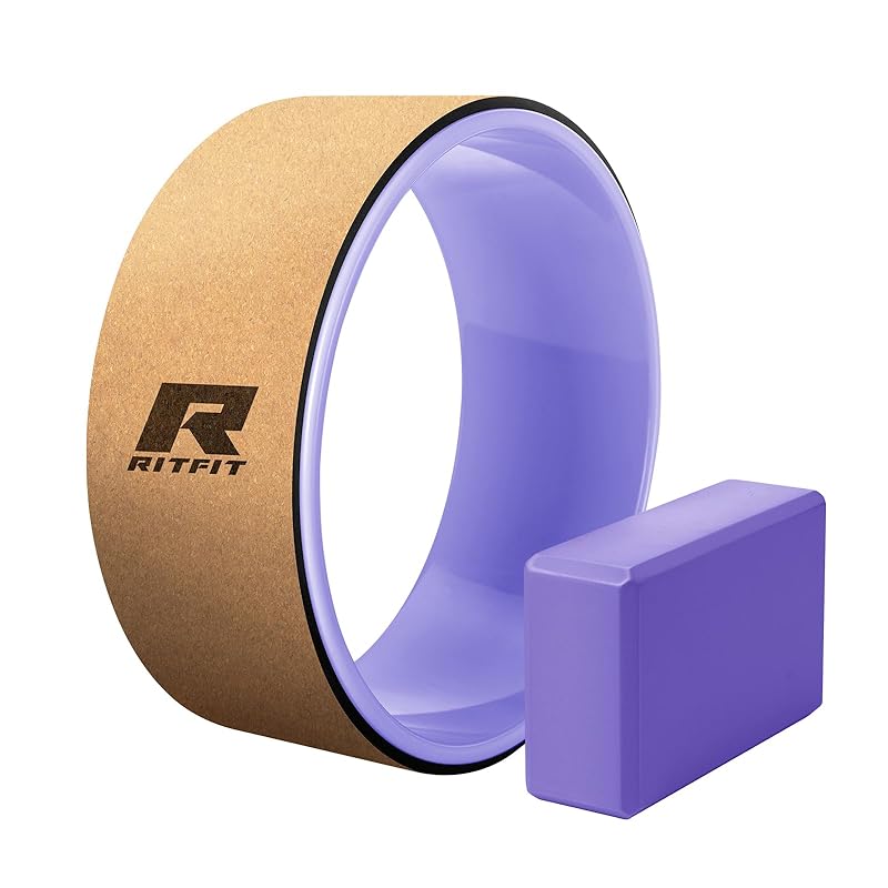 RITFIT Yoga Wheel, Cork Yoga Ring, TPE Wheel Yoga Stretching Ring, 32cm Diameter, 12.5cm Wide, Back Stretching, Yoga Equipment, Cardio, Massage,