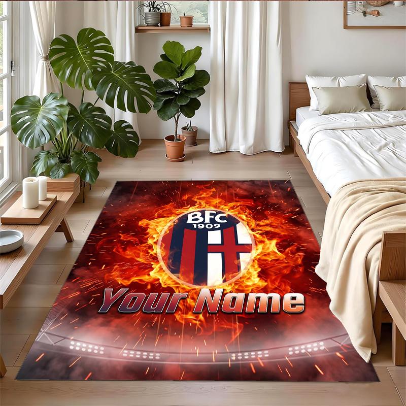 Crystal Velvet Rug Custom Name Text, Soft Non Slip Floor Mat Home DecorBologna FC