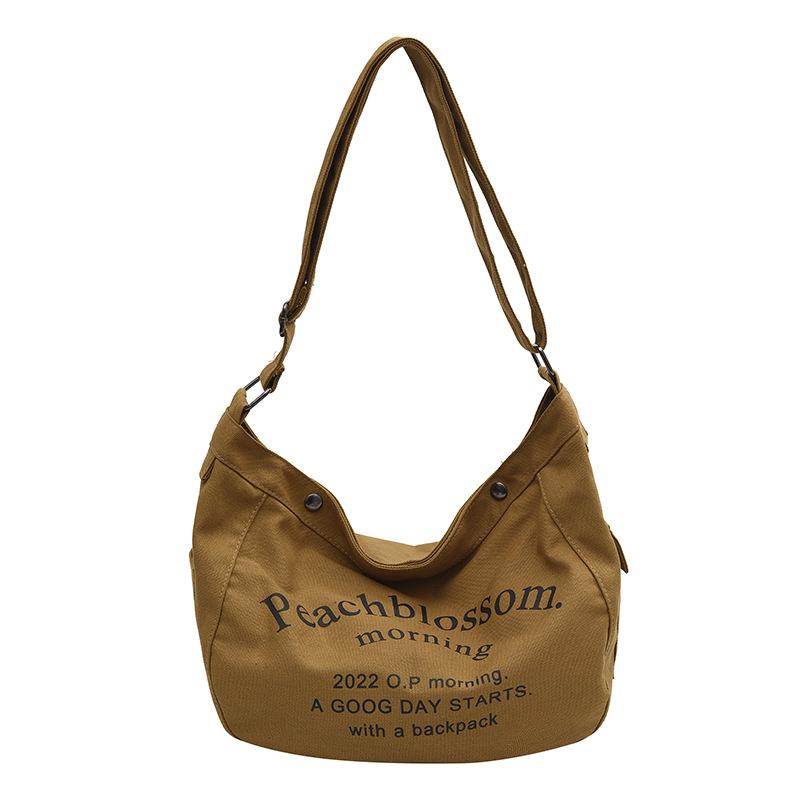 Alphabet Canvas Bag Women's 2025 New Trendy Fashion Versatile Tote Bag Student Class Large Capacity Messenger Bag