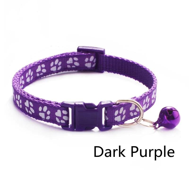 5pcs Adjustable Pet Collar With Bell Cartoon Footprint Colorful Puppy Cat Accessories Kitten Collar Safety Bell Ring Necklace