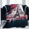 Paris Eiffel Tower French Style Soft Plush Blanket, Flannel Blanket Throw Blanket for Living Room Bedroom Sofa Cover