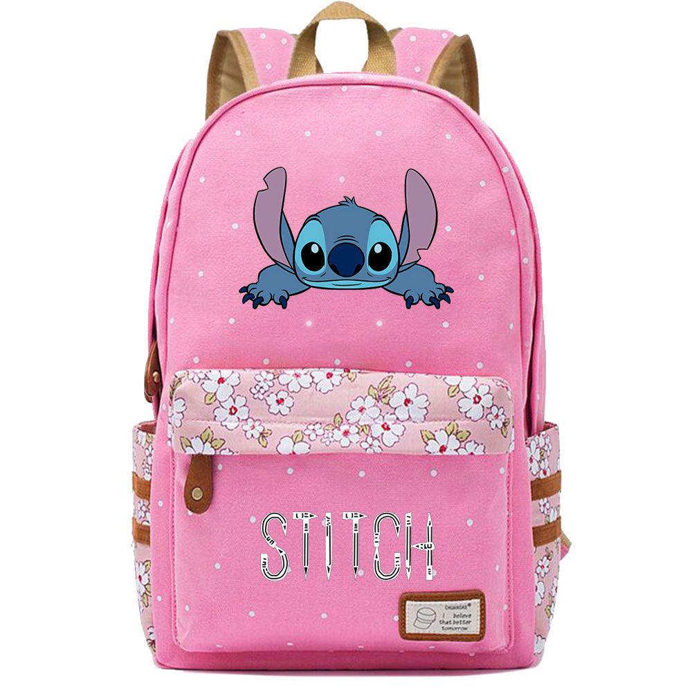 Lilo Stitch Backpack In Pink Or Blue Perfect For School Or Travel Made From High-quality Oxford Cloth