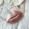 Plastic Candy Color Small Shoulder Bag Aesthetic Cute Lip Shape Crossbody Bag Evening Purse Coin Bag with Metal Chain