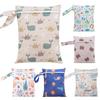Baby Diaper Bag Cartoon Print Wet Dry Nappy Zipper Handbag Washable Reusable Storage Bags Outdoor Travel Hang Bags 18*25CM