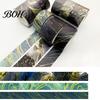 Planner Adhesive Tape 3 Rolls Golden Foil Washi Tape, Retro Plaid Leaf Pattern Decorative Kit Masking for DIY Crafts, Journal, Planner, Scrapbooking