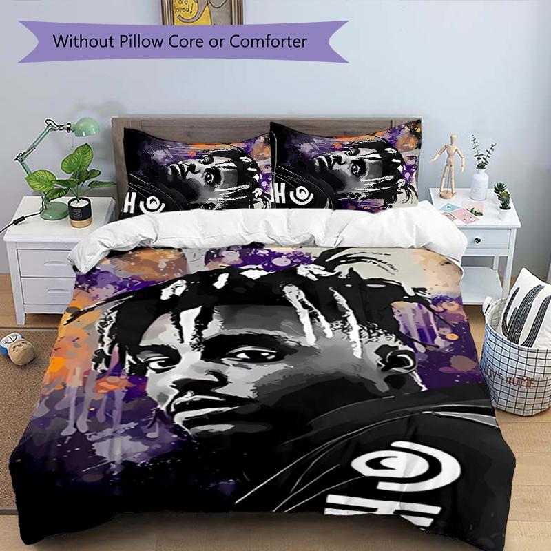 3pcs Juice WRLD1 Pattern Bedding Set Duvet Cover Set Includes Duvet Cover &pillowcases, Perfect All Season Bedroom Decoration & Gift