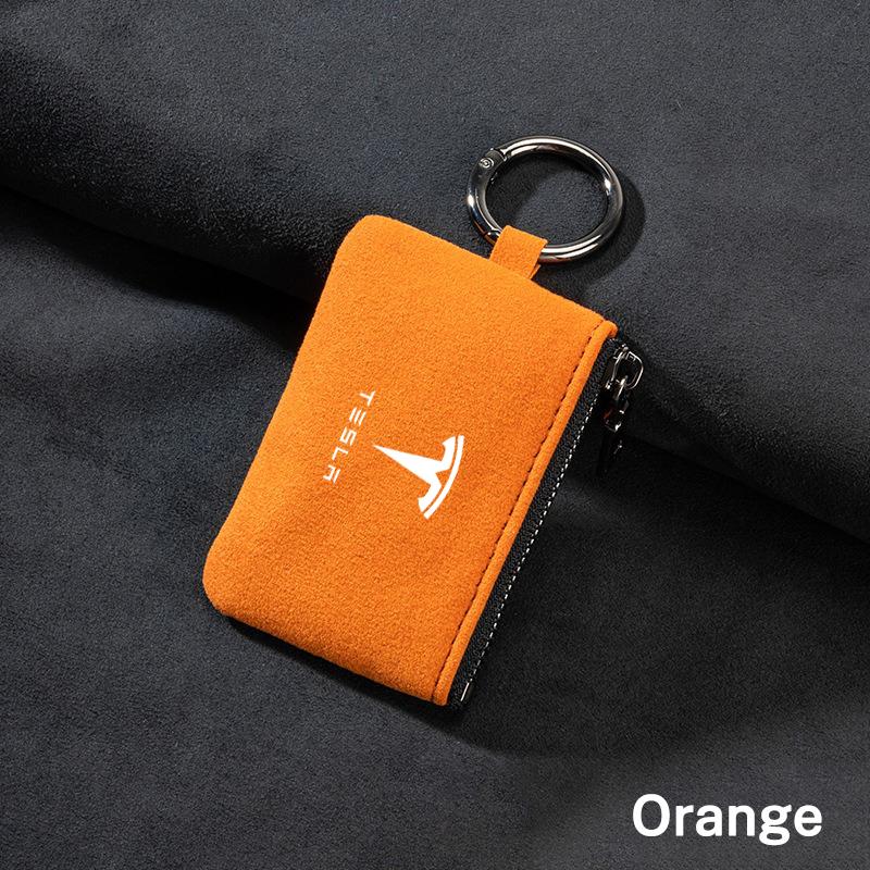 Suede Leather Car Key Bag Cover Case Key Wallet for Tesla Model 3 Model S Model X Model Y Cybertruck Roadster Auto Accessories