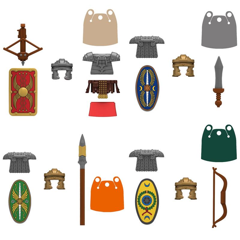 MOC Building Blocks Medieval Character Accessories Warhorses Militiamen Dragons Castles Knights Brick Gifts Toy Helmets Shields