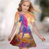 Girls 3D Print Dresses Kids Girl Party Short Sleeve Princess Dress Tank 3D  Interesting Cartoon  Print Dress