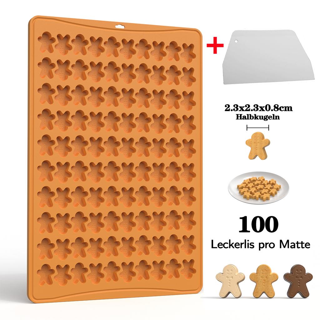 Mini Christmas Mould Silicone Gingerbread Man Moulds Mini Gummy Mould for Baking Cookies Pudding Jelly Dog Biscuit with Scraper