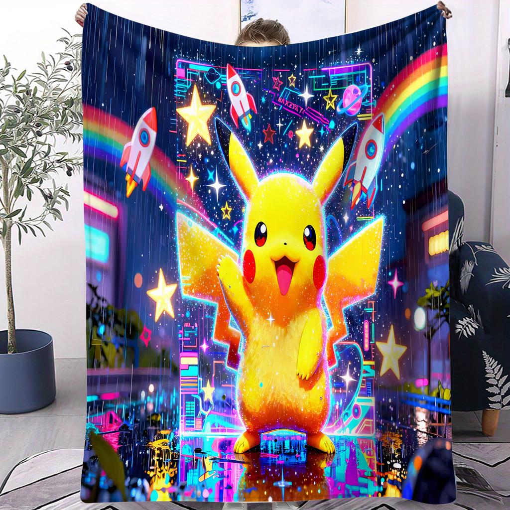 Viral Pokemon Cute Cartoon Sci Fi Fluffy Small Cover Blanket Thin Sofa Throw For Kids Adults Camping Picnic Modern Fashion Gift