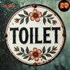Vintage Floral Toilet Decorative Metal Tin Sign