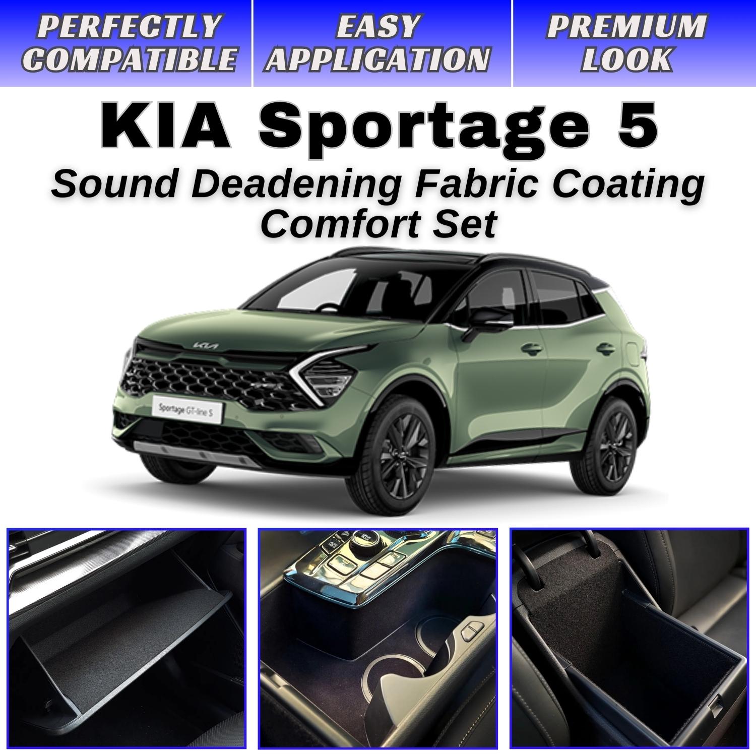 

Звукоізоляційне тканинне покриття Comfort Set для KIA Sportage 5 - звукоізоляція та акустичне керування для тихої та безшумної їзди