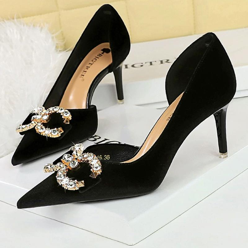 Luxury high heels Women 7 cm 10.5 cm stilettos Metal Rhinestone Women Pumps Wedding shoes Ladies Sexy Prom Shoes 2025