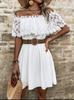 Women's Summer One-Shoulder Off-the-Shoulder Lace Patchwork Dress