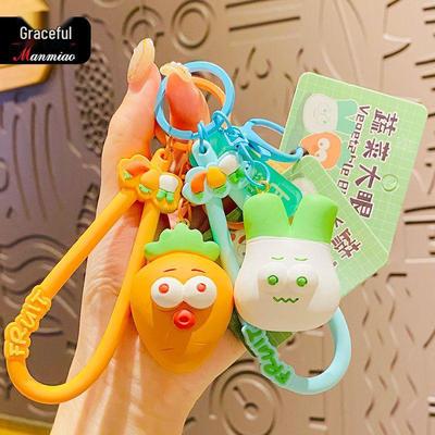Porte-clés Légume Mignon Dessiné avec de Grands Yeux - Pendentif pour Sac à Dos & Cadeau Amusant pour Couple