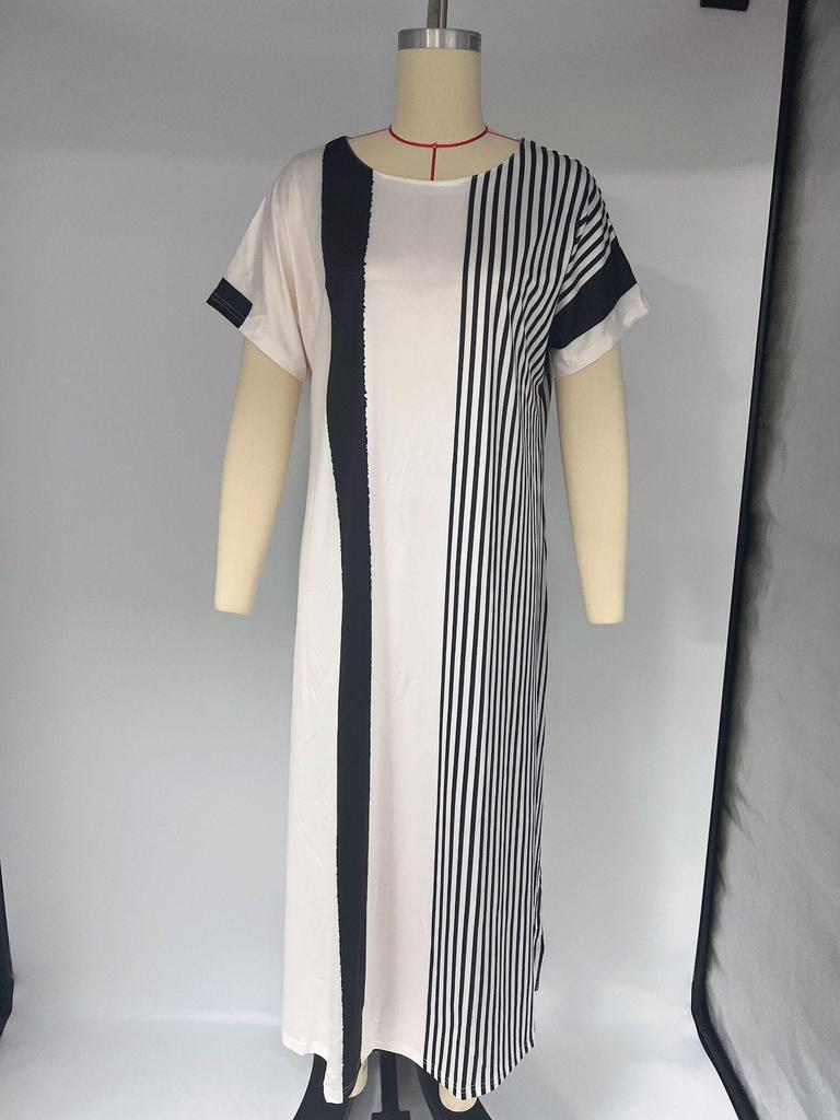 2025 Damen Resort Colorblock Print Lockeres Kleid