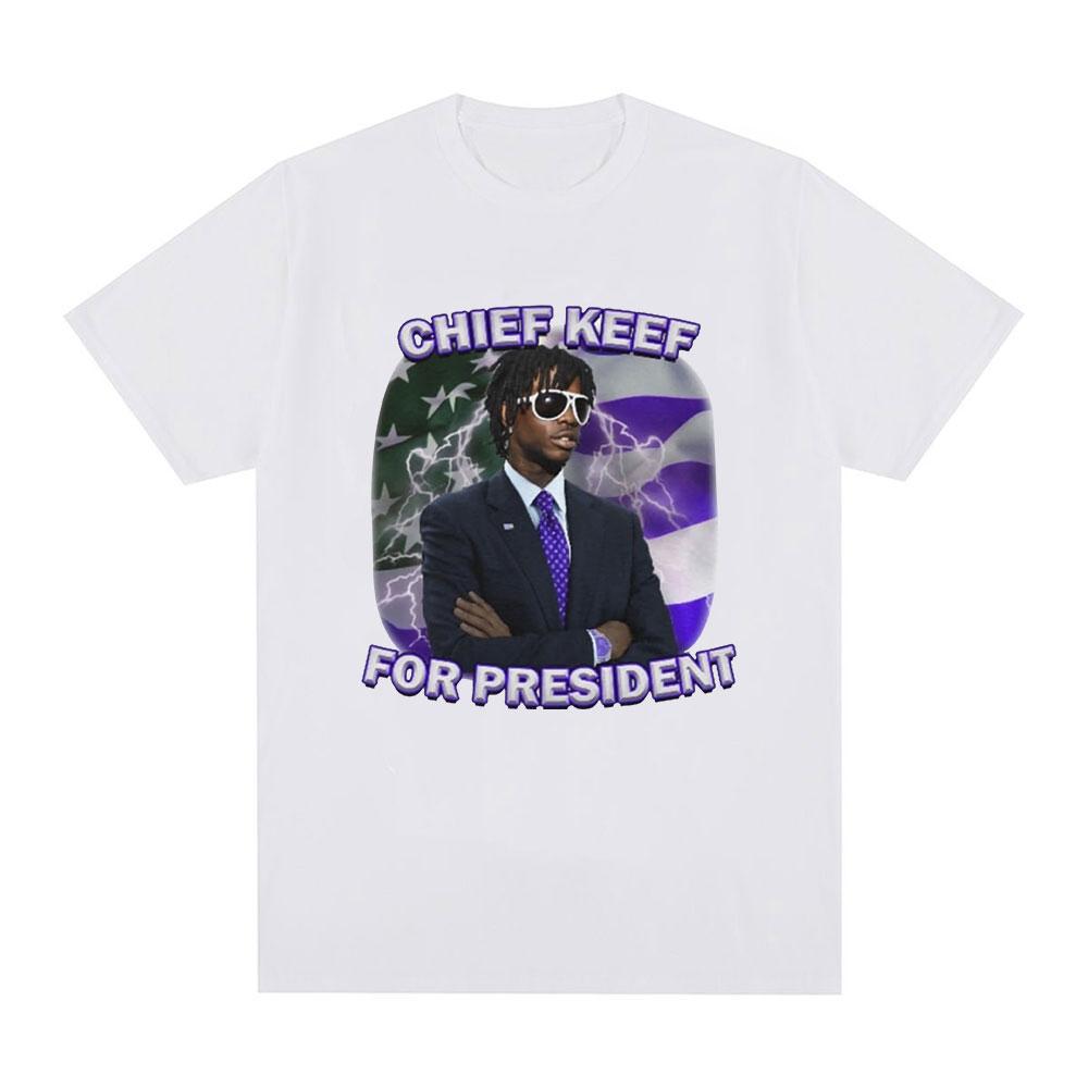 Rapper Chief Keef for President Graphic T Shirt Men Fashion Hip Hop Short Sleeve T-shirt Vintage Gothic Oversized T Shirts Tops